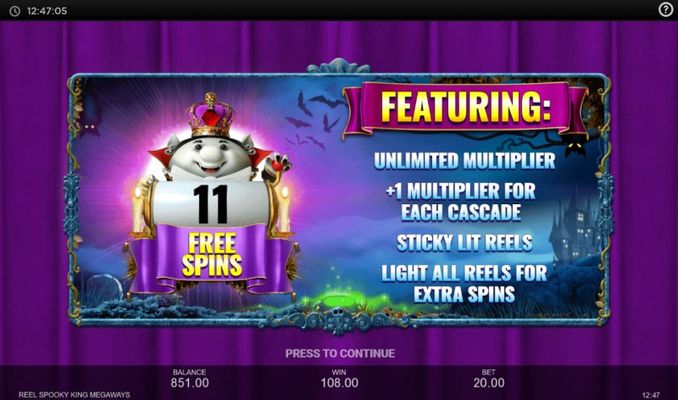 11 free spins awarded