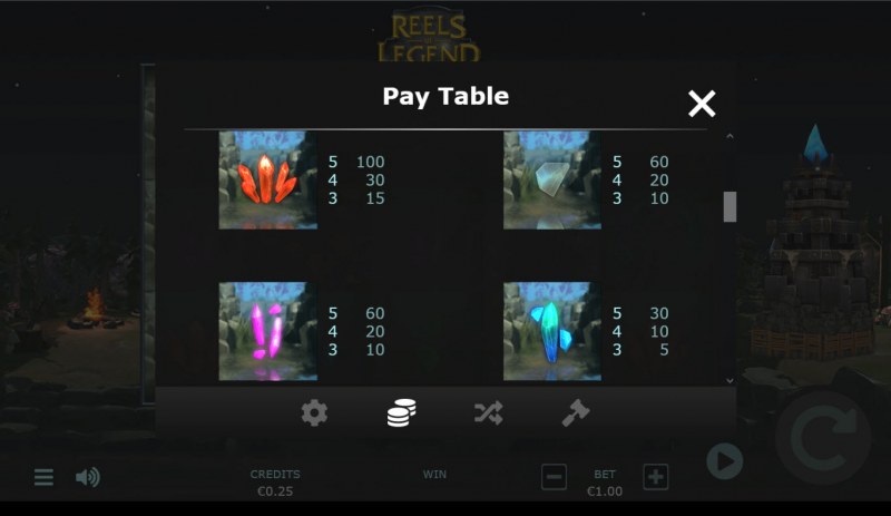 Reels of Legend :: Paytable - Low Value Symbols