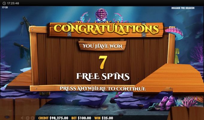 7 Free Spins Awarded