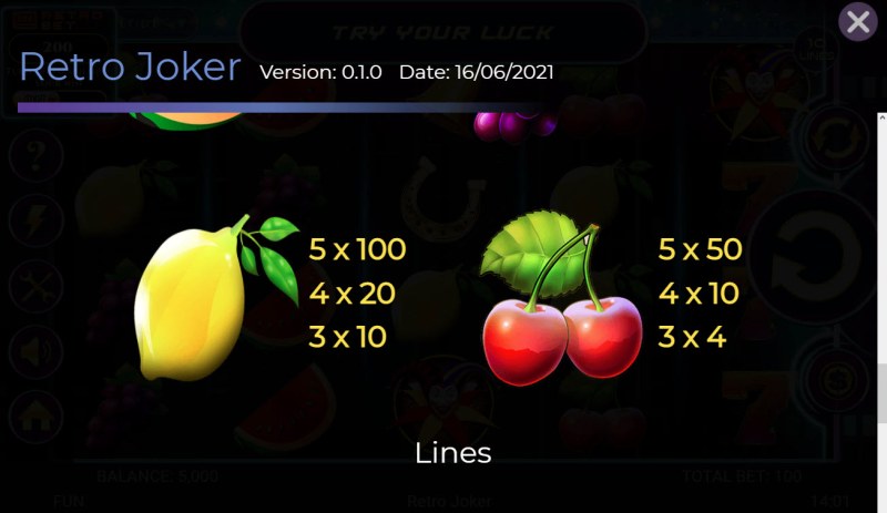 Low Value Symbols Paytable