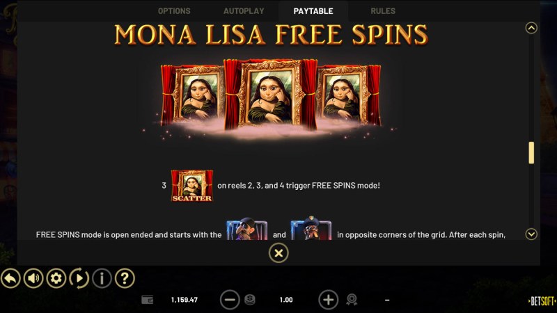 Return to Paris :: Mona Lisa Free Spins