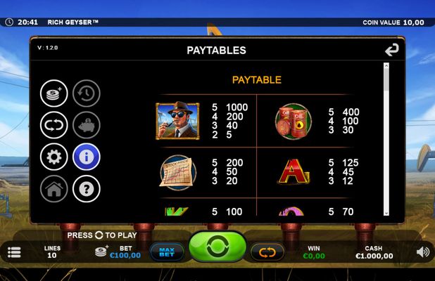Rich Geyser :: Paytable - High Value Symbols