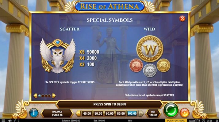 Rise of Athena :: Wild and Scatter Rules