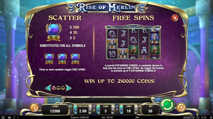 Rise of Merlin :: Free Spins Rules