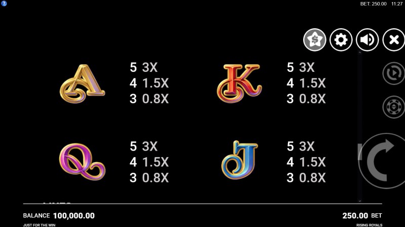 Paytable - Low Value Symbols