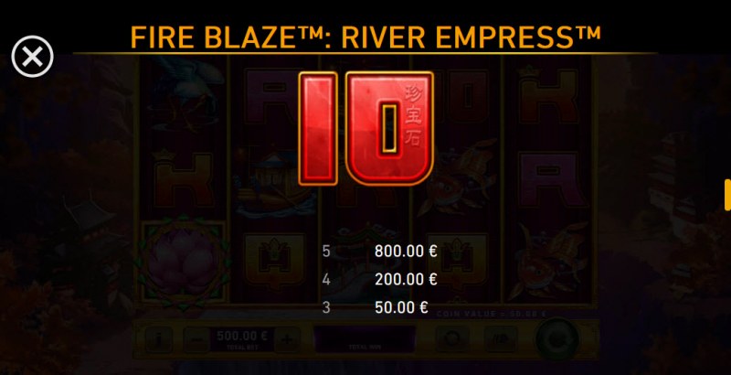 River Empress Fire Blaze :: Paytable - Low Value Symbols