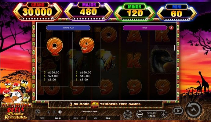 Low Value Symbols Paytable