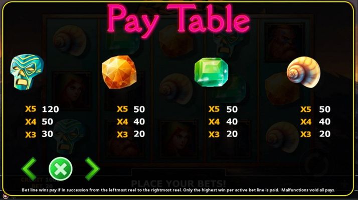 Roar :: Paytable - Low Value Symbols