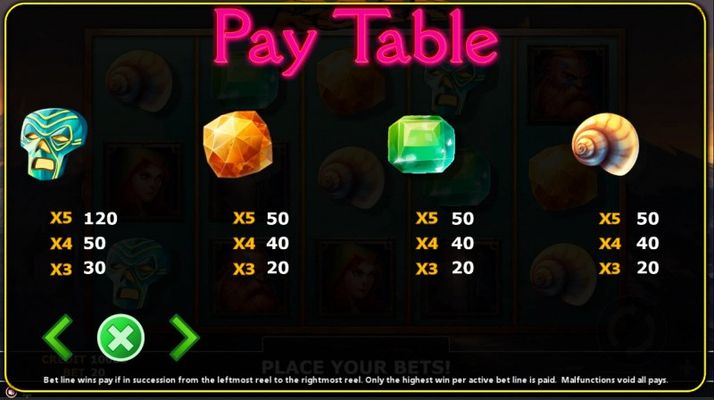 Paytable - Low Value Symbols