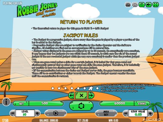 Robbie Jones and the Heart of the Nile :: Jackpot Rules