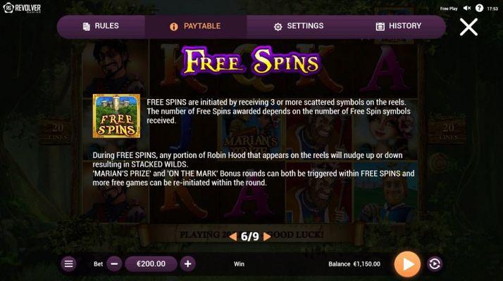 Robin Hood and his Merry Wins :: Free Spins Rules