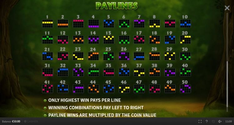 Paylines 1-50