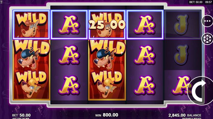 Rockabilly Wolves :: Multiple winning paylines triggered by wild symbols
