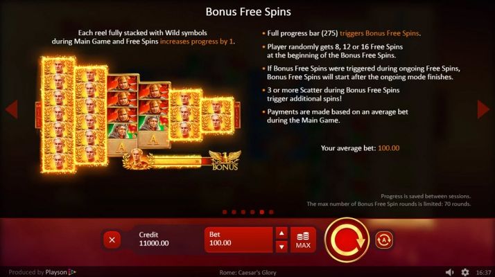 Rome Caesar's Glory :: Bonus Free Spins