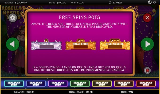 Rosella's Mystical Spins :: Free Spins Rules