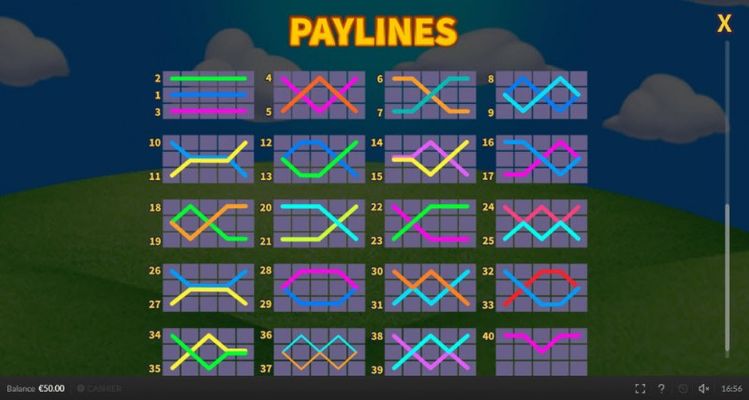 Paylines 1-40