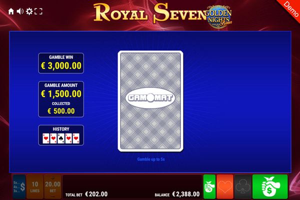 Royal Seven Golden Nights Bonus :: Red or Black Gamble Feature