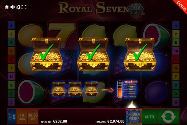 Royal Seven Golden Nights Bonus :: Open 3 chests with gold coins and proceed to the jackpot feature