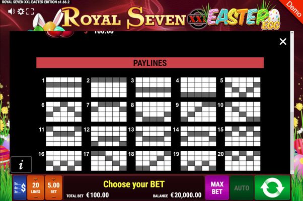 Royal Seven XXL Easter Egg :: Paylines 1-20