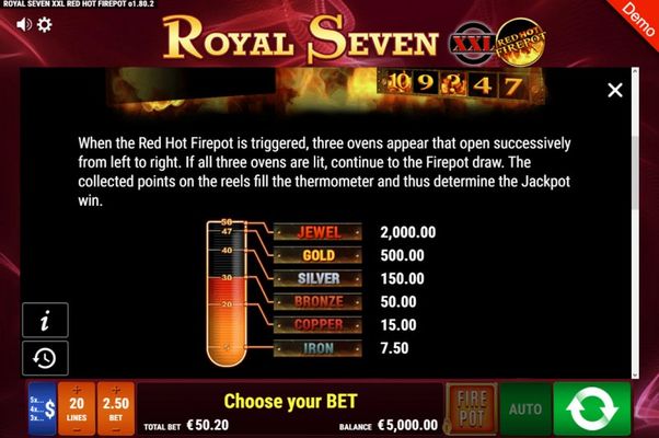 Royal Seven XXL Red Hot Fire Pot :: Jackpot Rules