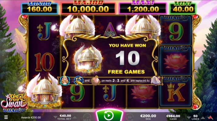 10 free spins awarded