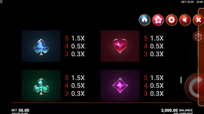 Paytable - Low Value Symbols