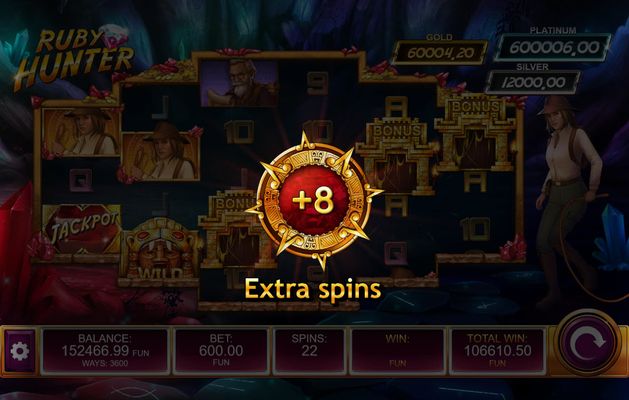 8 extra spins awarded