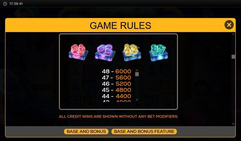 Paytable - Low Value Symbols