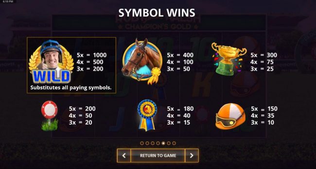 High value slot game symbols paytable.