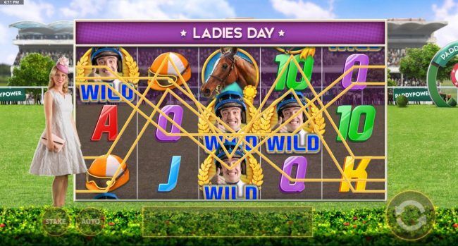 Ladies Day Bonus is randomly triggerd and changes symbols into wilds.
