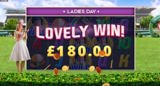 Ladies Day Bonus triggers a 180.00 big win.