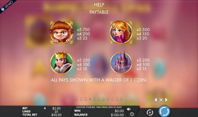 High value slot game symbols paytable