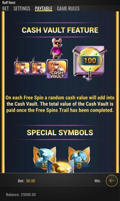 Cash Vault Feature