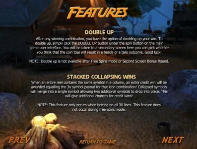 double up and stacked collapsing wins feature rules