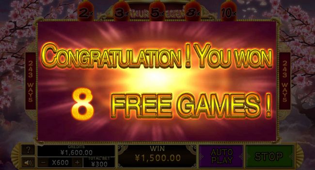 8 Free Spins Awarded