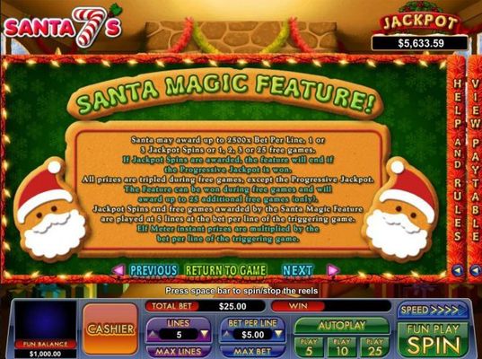 Santa Magic Feature Game Rules.