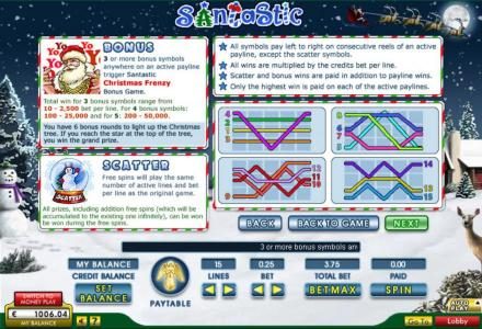 General Game Rules, Bonus Rules, Scatter Rules and Payline Diagrams