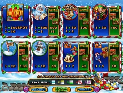 Slot game symbols paytable and payline diagrams