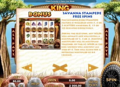 Savanna Stampede Free Spins Bonus Feature Rules