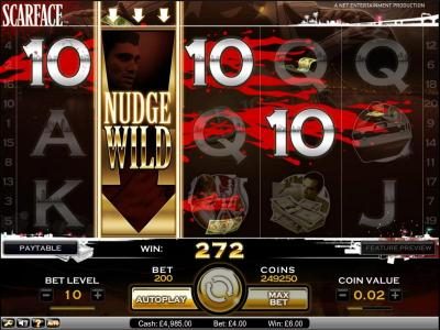 Scarface slot game nudge wild triggered