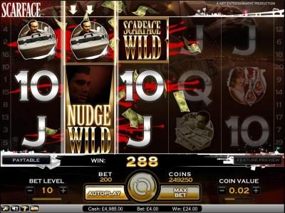 Scarface slot game nudge wild will move down with each successive spin