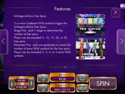 Free Spins Rules - 3 or more scattered Wild symbols trigger the Free Spins feature.