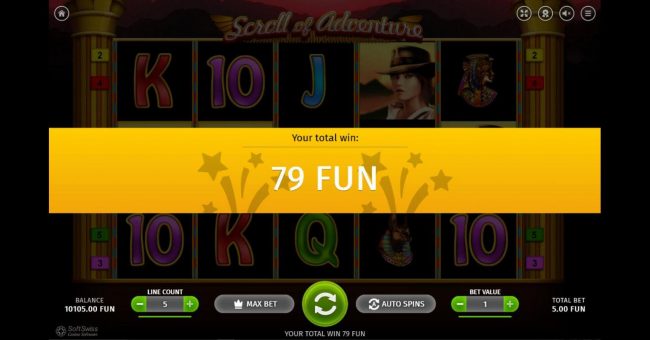 A  79 coin payout awarded to player for Free Spins play.