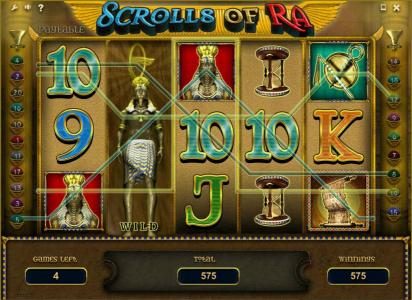 expanded wild triggers a 575 coin jackpot during the free spins feature