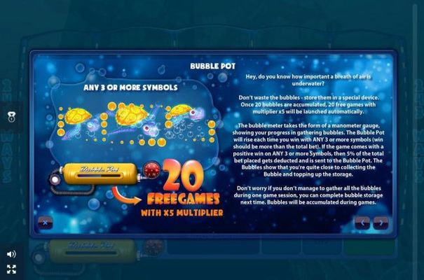 Bubble Pot Rules - collect bubbles with any 3 symbol win