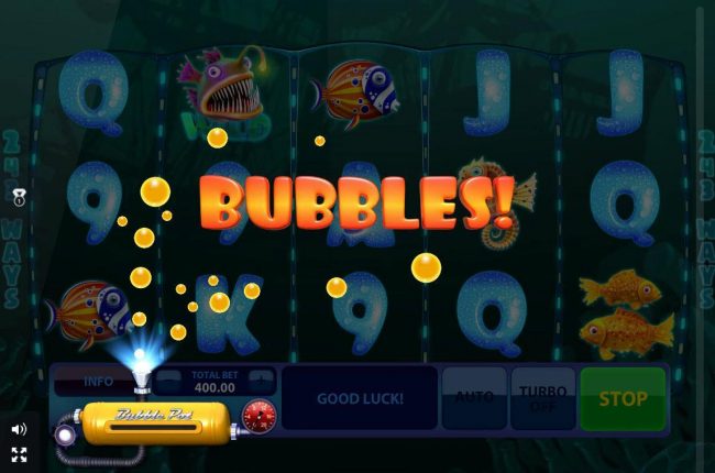 Collect bubbles, when the tank is full player is awarded 20 free games.