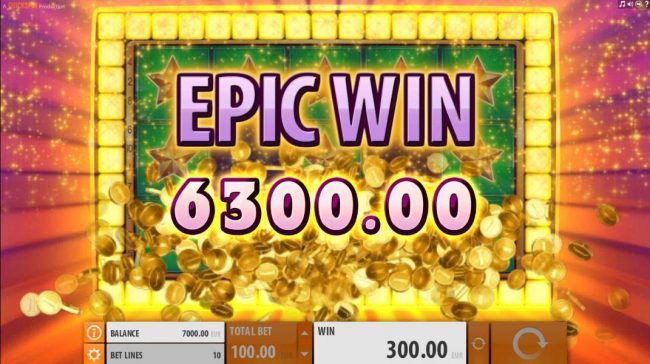 a 6300.00 Epic Win awarded by the Second Strike Feature.
