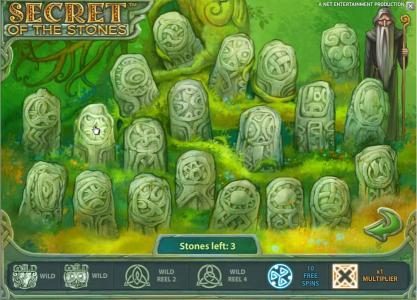 bonus feature game board - pick three stones to earn prizes