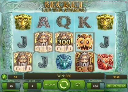 four of a kind triggers a 300 coin jackpot