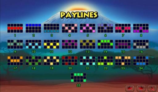 25 payline configuration diagrams